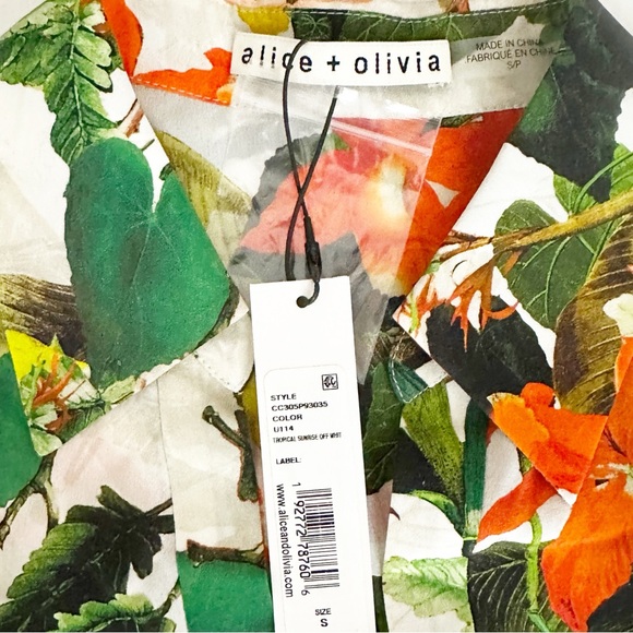 Alice + Olivia Eloise Tropical Sunrise Silk Blouse Small - Picture 7 of 11